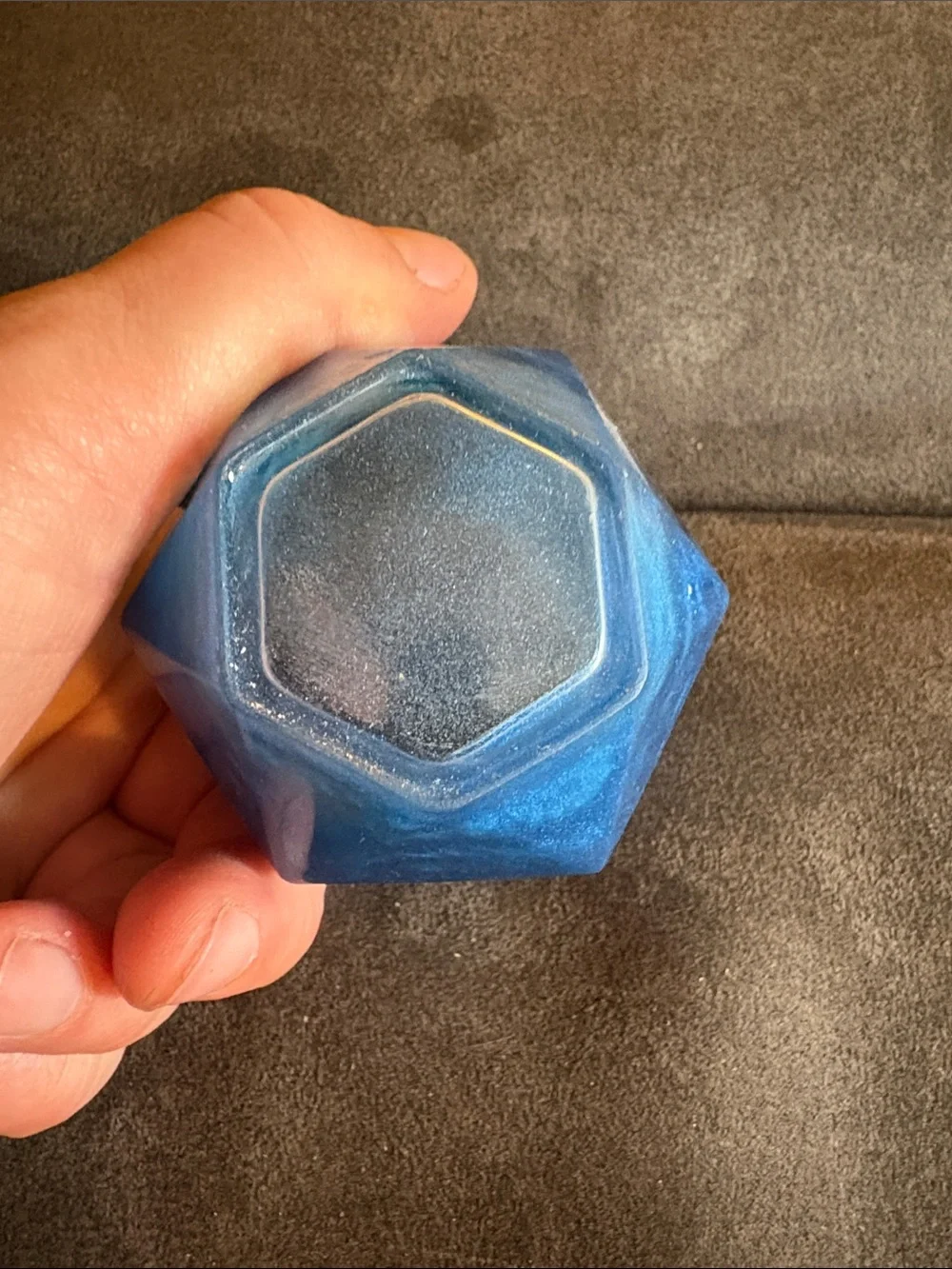 Handcrafted Blue Resin Hexagonal Decorative Vase